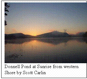 Text Box:  
Donnell Pond at Sunrise from western Shore by Scott Carlin
