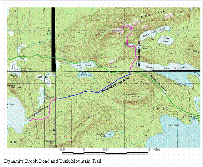 Text Box:  
Dynamite Brook Road and Tunk Mountain Trail
